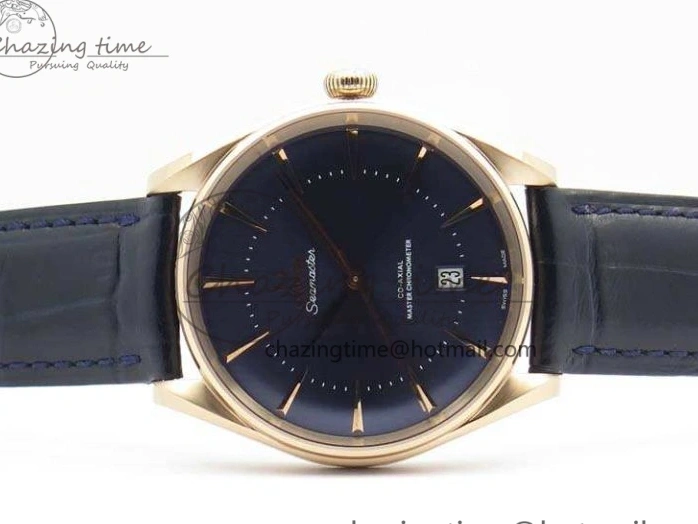 0414 Snug Seamaster Edizione Venezia RG Best Edition Blue Dial On Leather Strap A 8126
